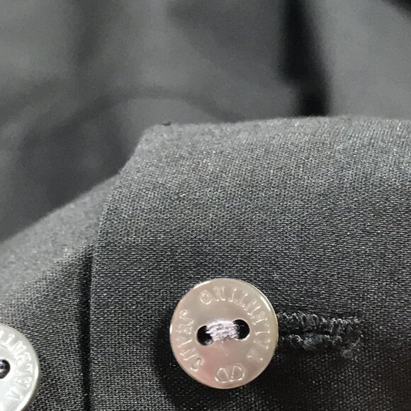 Valentino Jeans Shirt Womens 42 Black 3/4 Sleeve Hidden Placket Tailored Stretch - Picture 7 of 11